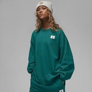 Nike Jordan Flight Fleece Crew Oversized Small Bright Spruce